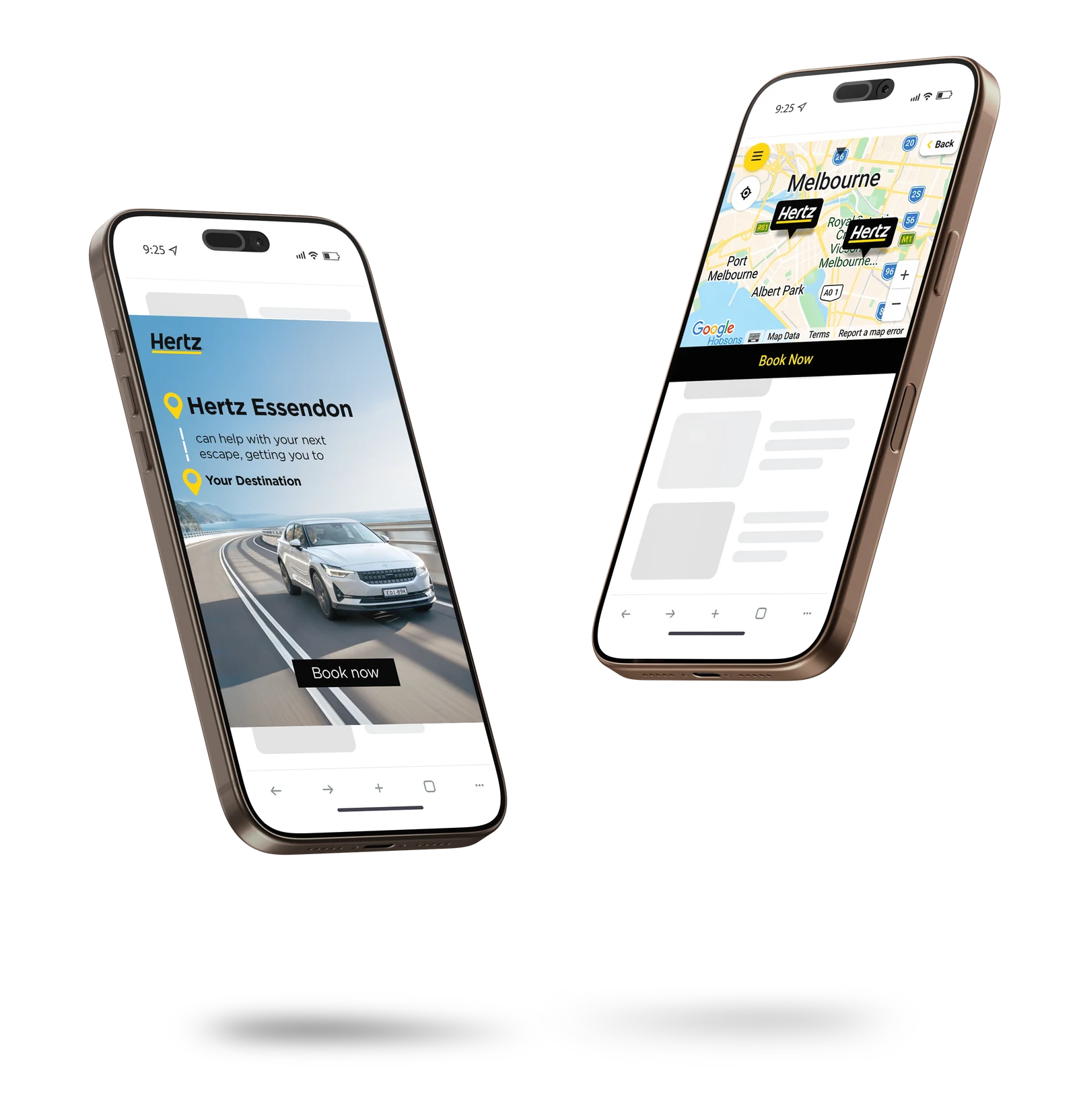 Hertz Essendon dynamic ad creative on two phones