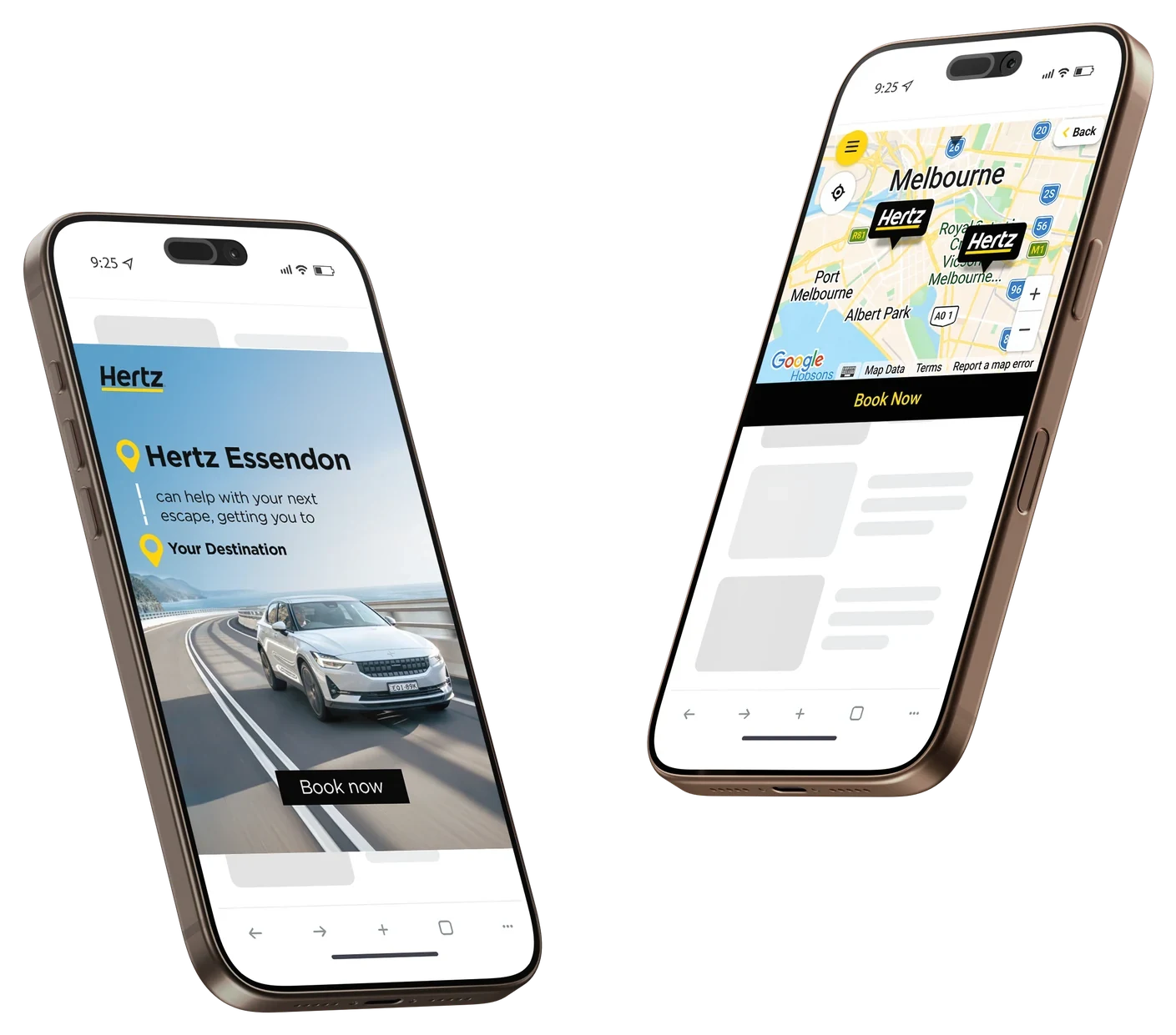 Hertz Essendon dynamic ad creative on two phones